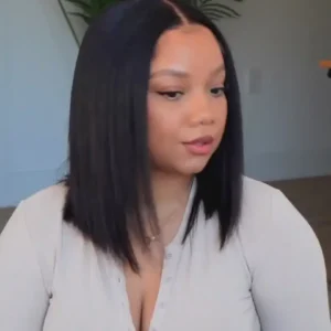 Hair Straight Bob Wig 7x5 Pre-Bleached Natural Looking Glueless Wig with Invisi Drawstring