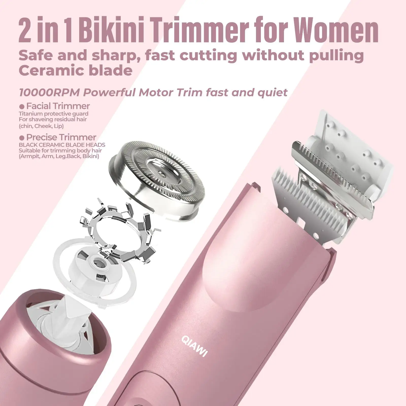 QIAWI 2-in-1 Ladies Hair Removal Device – Dual Blade Design