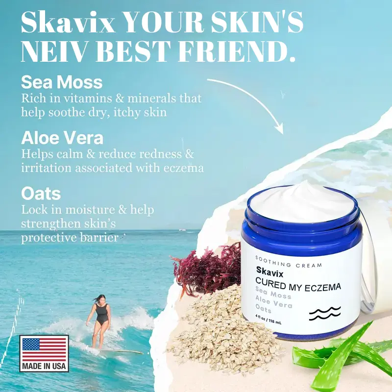 Skavix Natural soothing cream - relieves eczema and psoriasis - marine minerals - for sensitive skin - moisturizing eczema cream for dry skin
