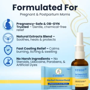 Cvreoz® Herbal Hemorrhoid Treatment Anal Spray + Wipes